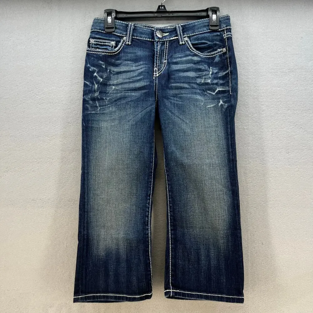 BKE Jeans Women's 26 (2) Dark Blue Kate Capri Stretch Preppy Normcore Casual - Picture 1 of 14